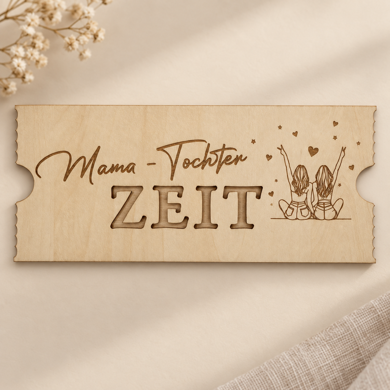 Holzticket „Mutter-Tochter-Zeit“ – gemeinsame Zeit verschenken