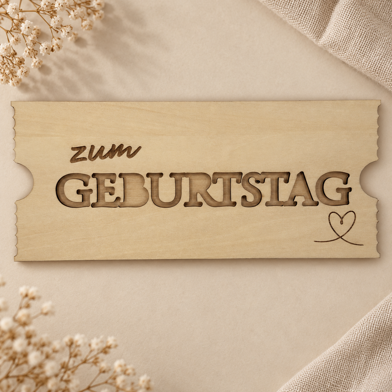 Holzticket „Geburtstag“ – gemeinsame Zeit verschenken