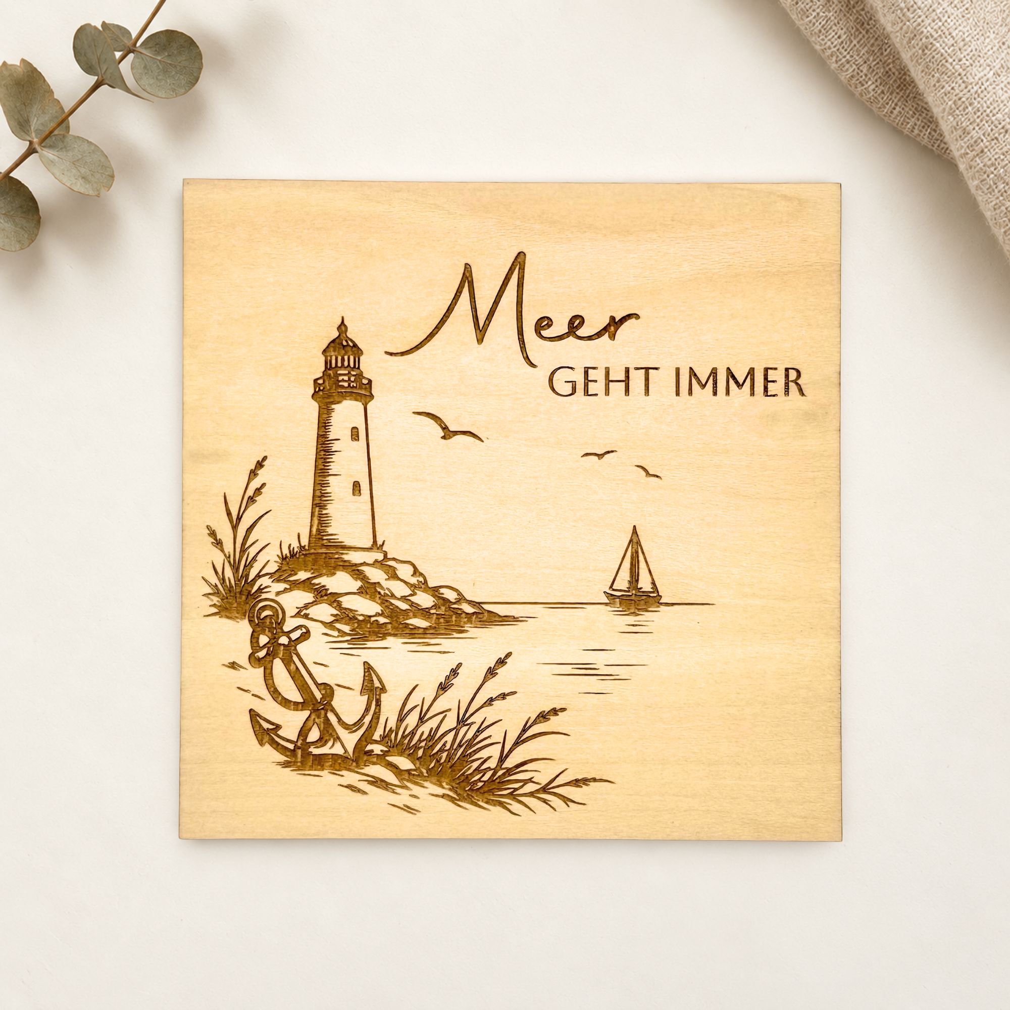 Spardose mit graviertem Holzeinleger - Meer