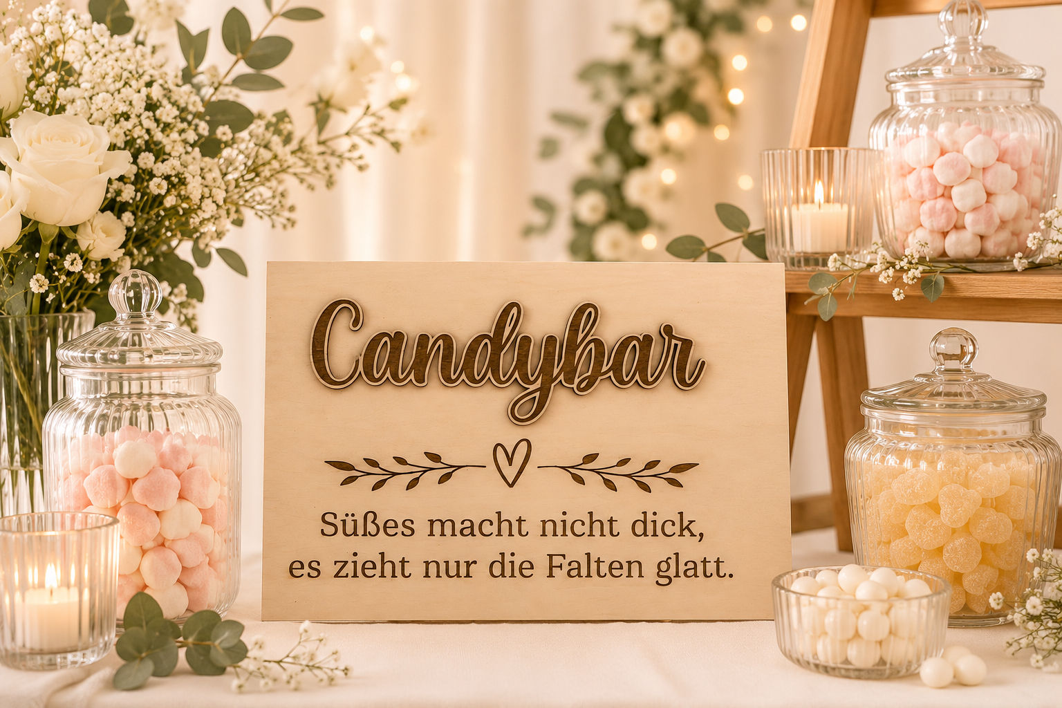 Hochzeitsschild „Candy Bar“ aus Holz | A4 oder A3 | personalisierbar