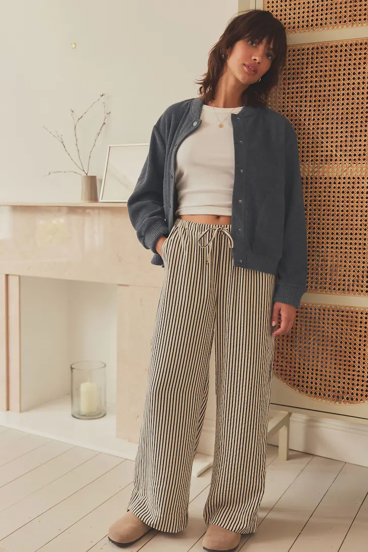 Grey wool texture womens bomber jacket