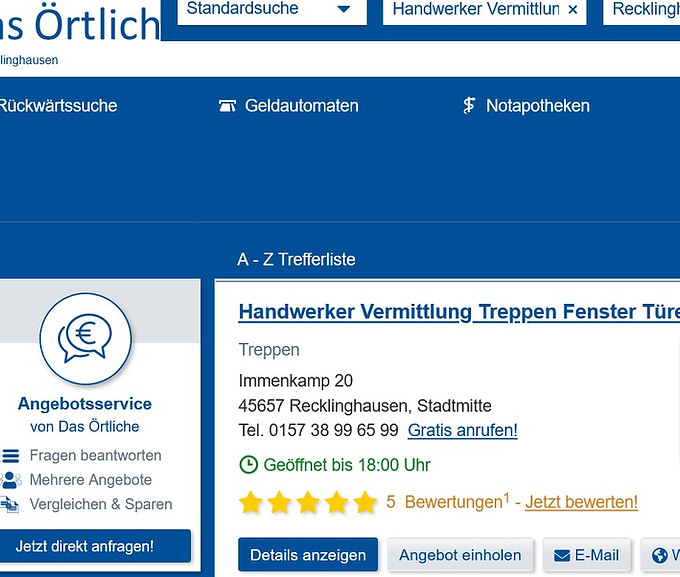 Das Örtliche Handwerker Vermittlung Krei