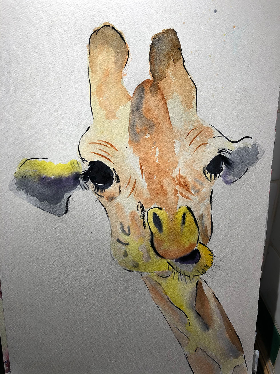 Giraffe Head - watercolour