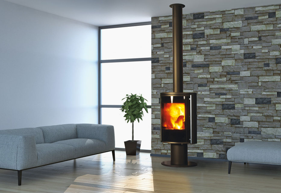 Poêle à bois triple combustion, thermo béton blanc, disponible en exposition dans notre showroom Flamme Concept dans le Vaucluse ( 84 ) installation possible sur Saint Remy de Provence ( 13 ), Gordes, Cavaillon, Bedoin