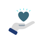 Open hand with heart symbol to represent the Thank You card collection