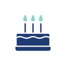 Three‑candle birthday cake graphic to represent the Celebrate card collection