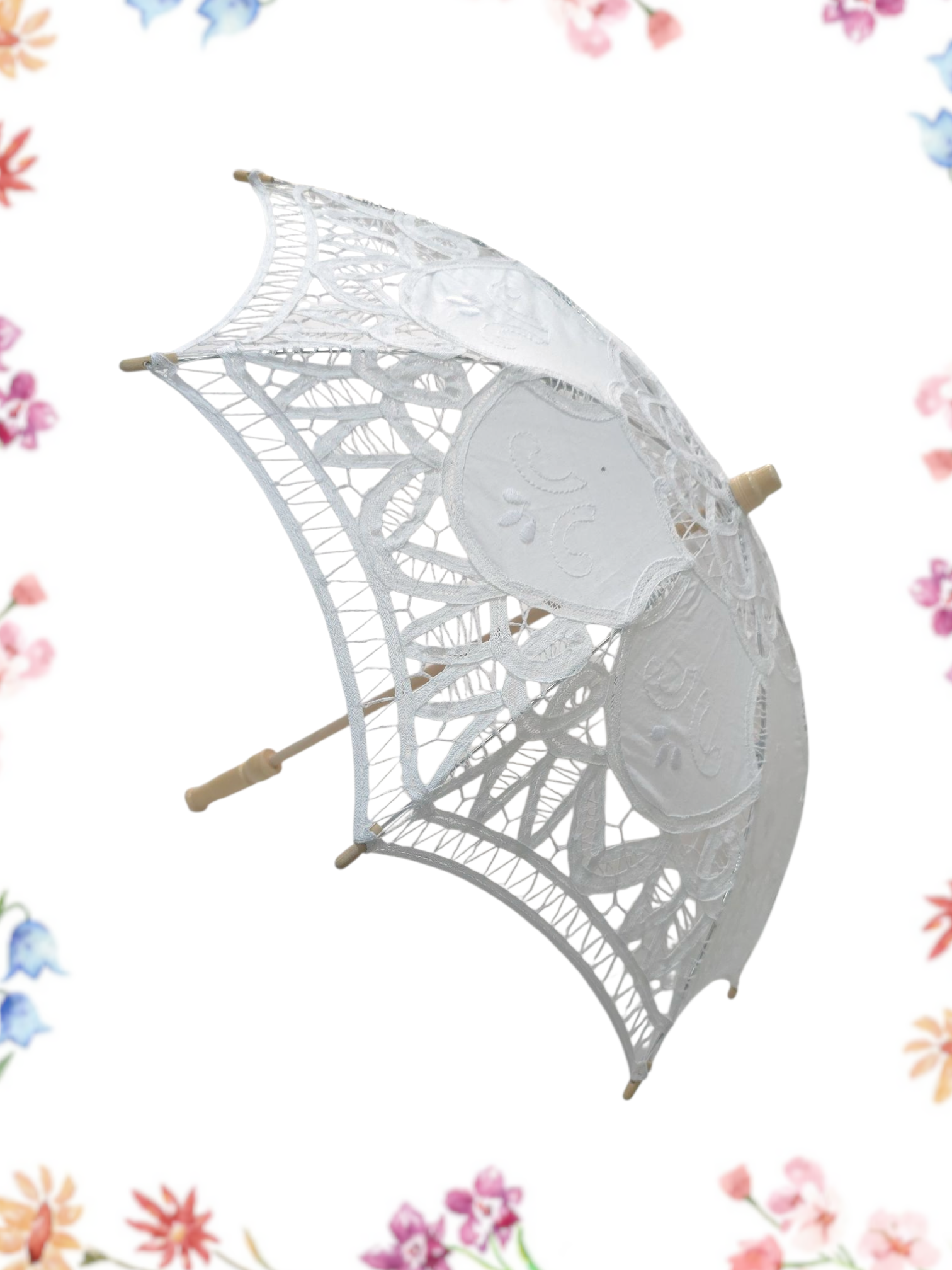 Sombrilla Bordada Blanca 48cm