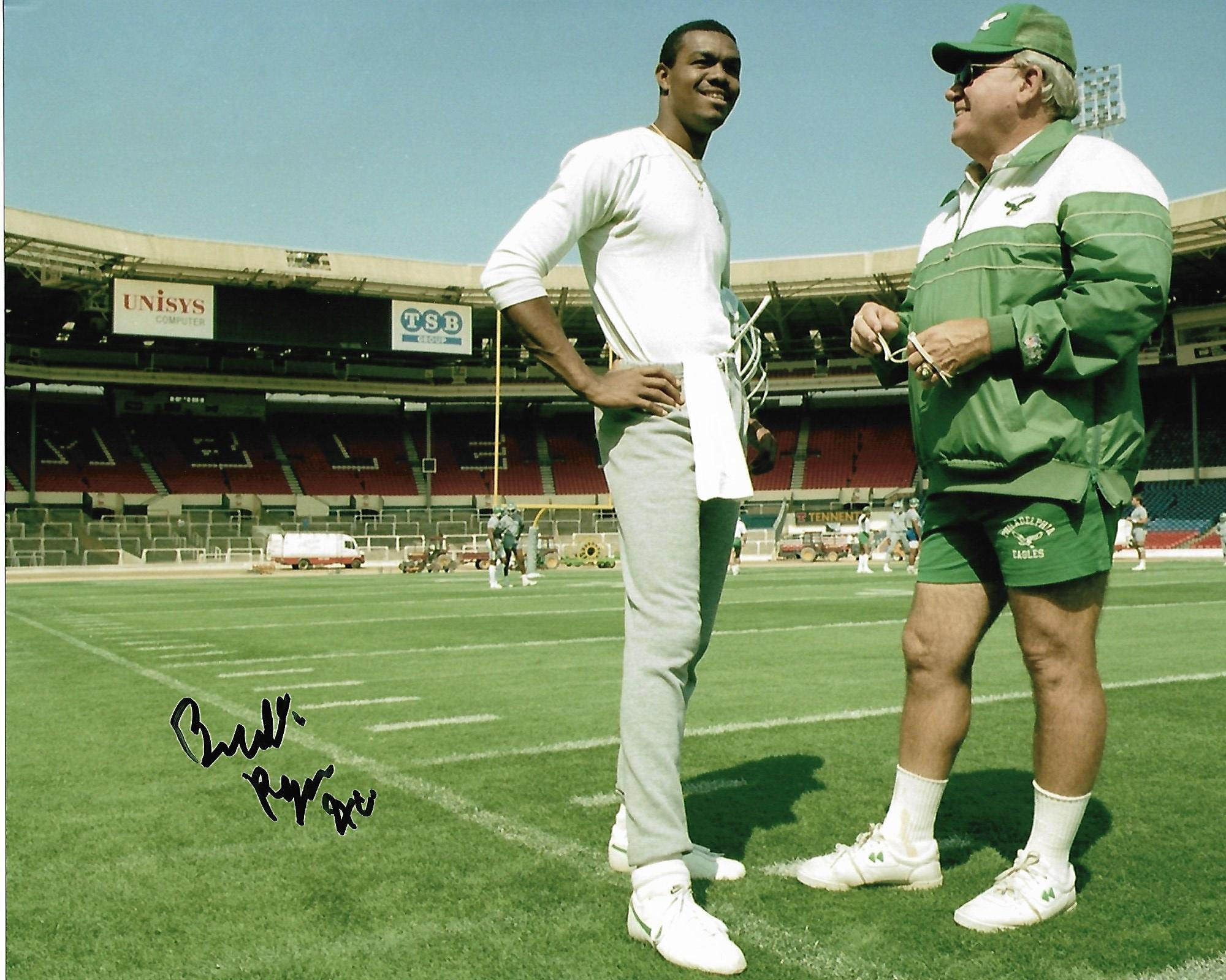 BUDDY RYAN SIGNED PHILADELPHIA EAGLES 8X10 PHOTO WITH RANDALL CUNNINGHAM