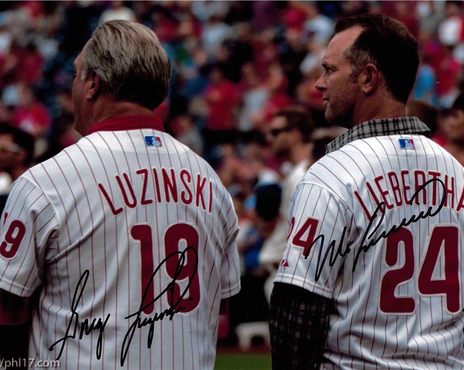 MIKE LIEBERTHAL GREG LUZINSKI PHILLIES WALL OF FAME SIGNED 8X10