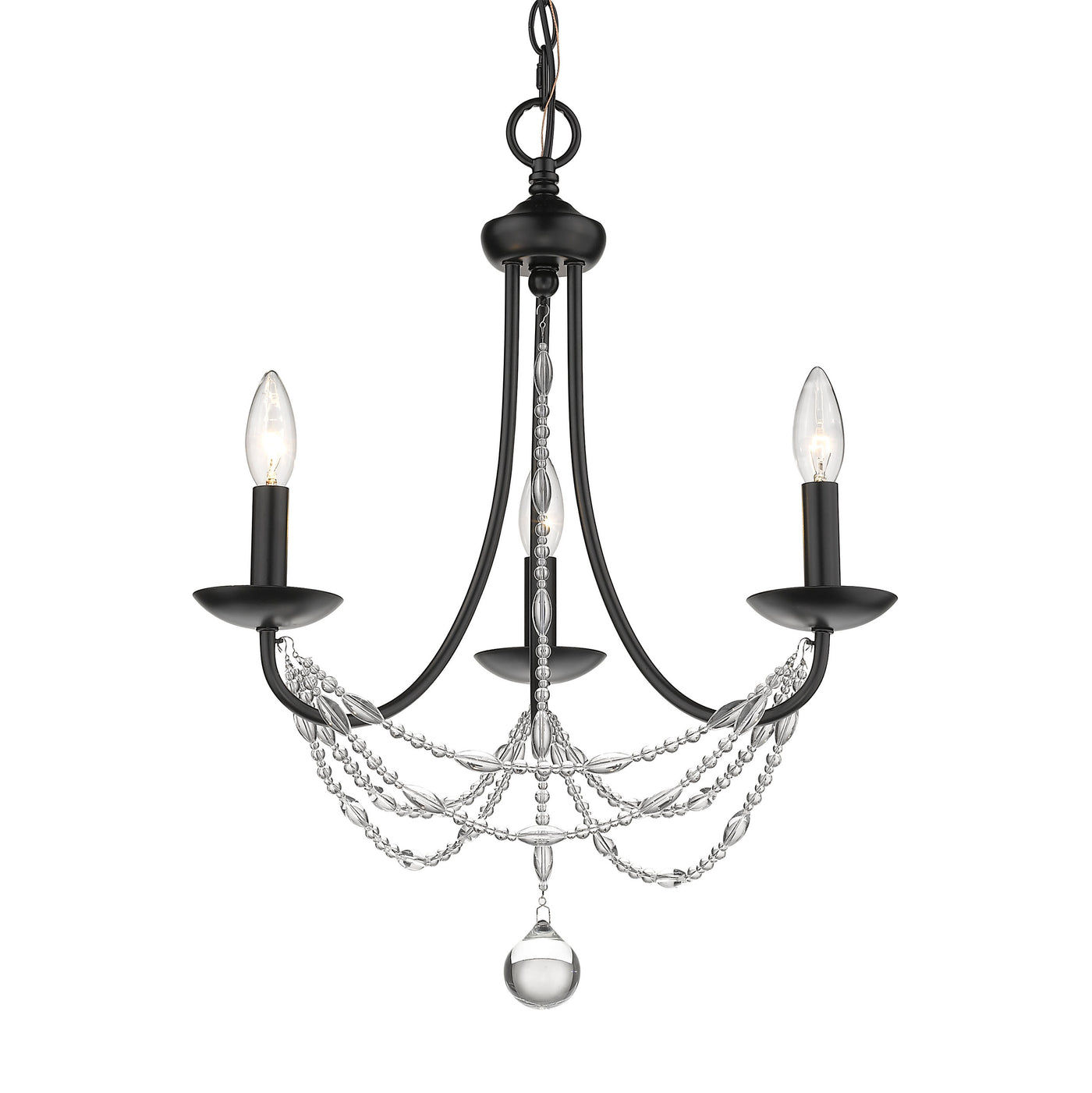 Mirabella 3-light Chandelier in Matte Black 7644-M3 BLK BY GOLDEN LIGHTING