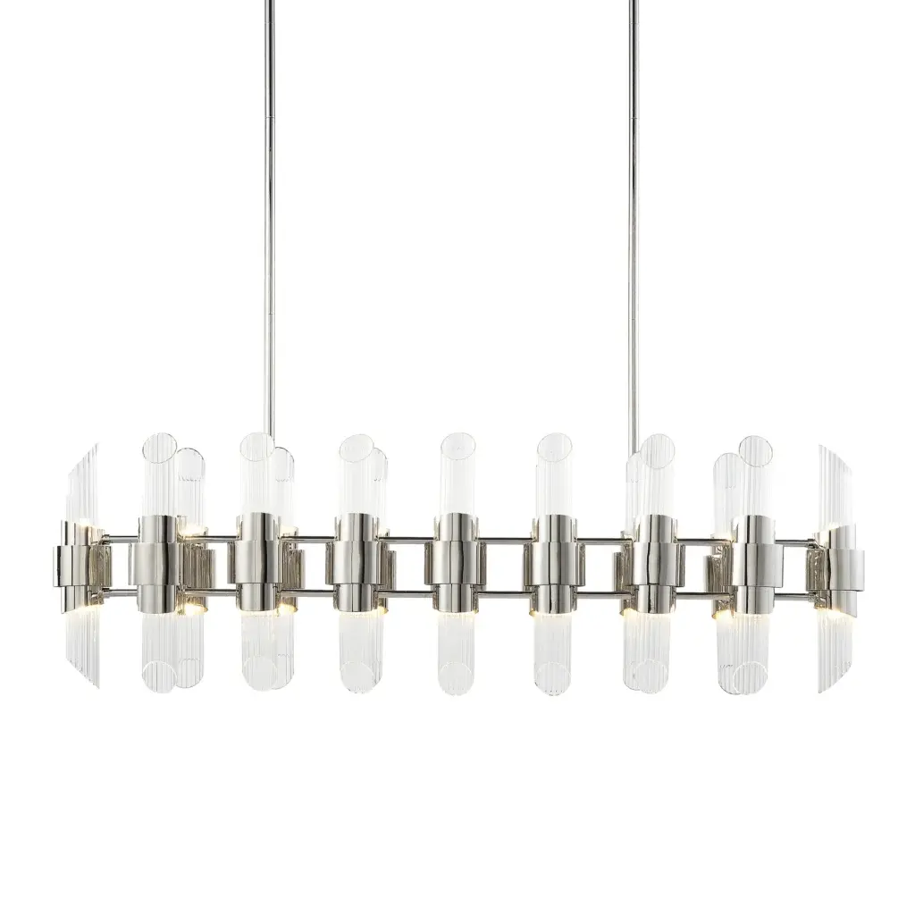 CD10366-32-PN Pillar 48" Linear Glass Chandelier By ZEEV