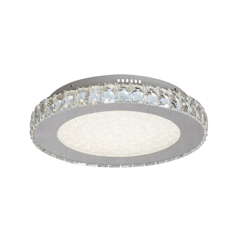 17" ROUND CLEAR CRYSTAL FLUSH MOUNT FT16 By Bethel International