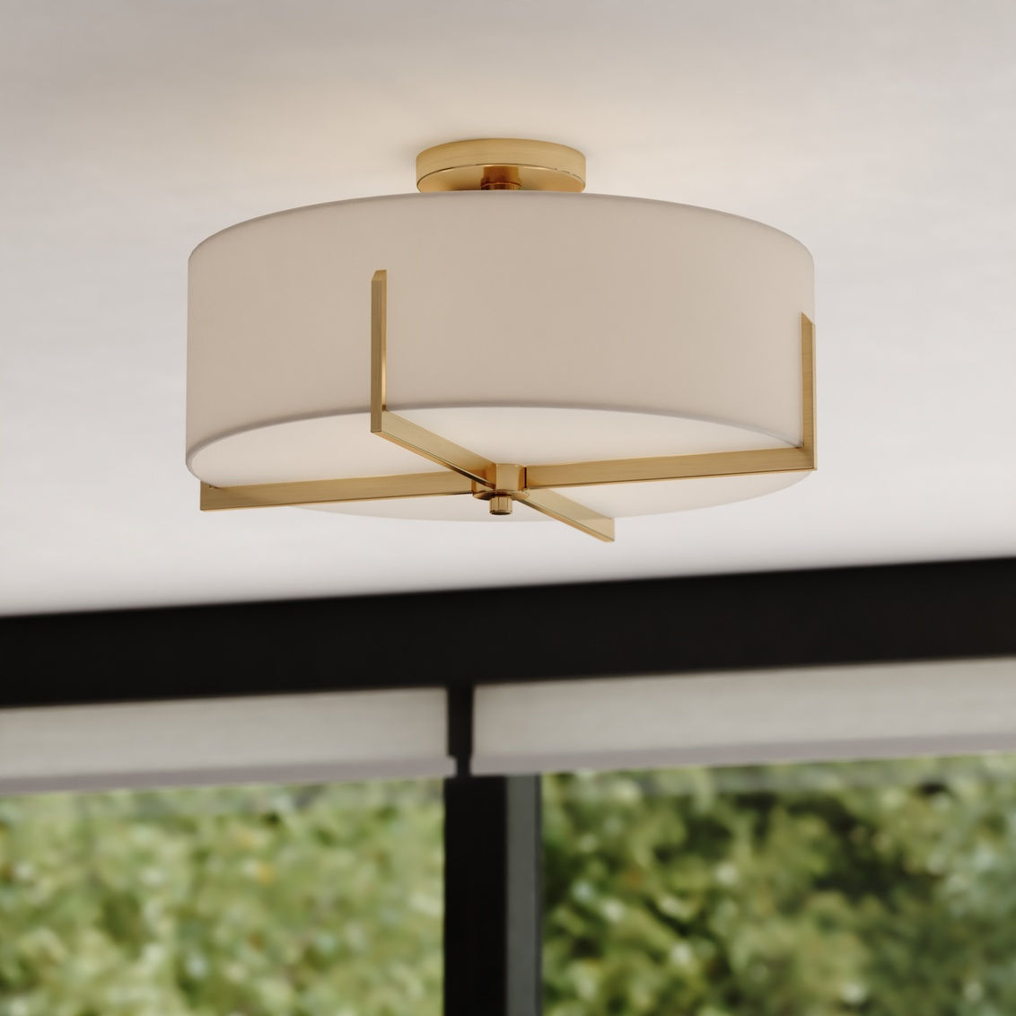 Surrey 18-in. 4 Light Semi-Flush Mount Natural Brass C0277 BY VAXCEL
