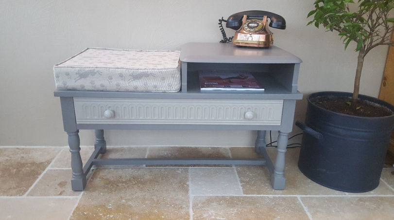 Telephone table painted with Frenchic Original Range Lady Grey and Salt of the Earth