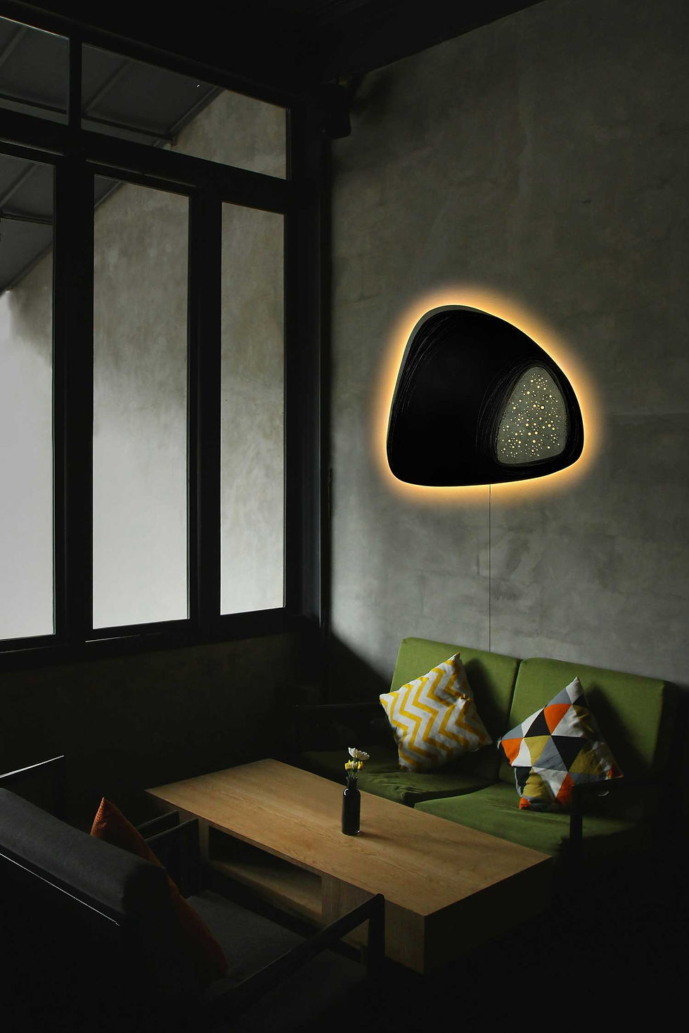 Thumbnail: Black and Gold Triangular Shape with Holes