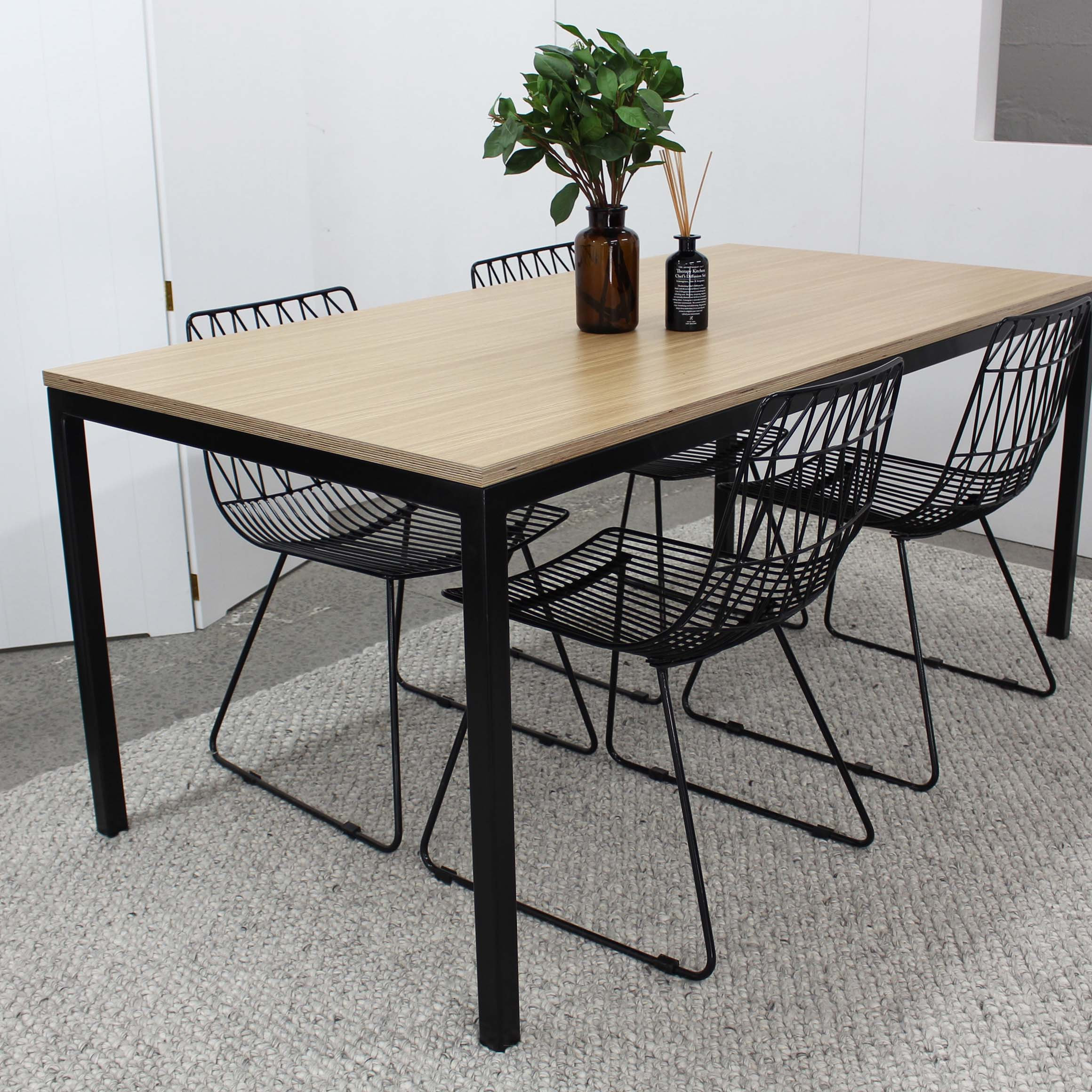 Framed Black Oak Plywood Dining Table | mood-nz