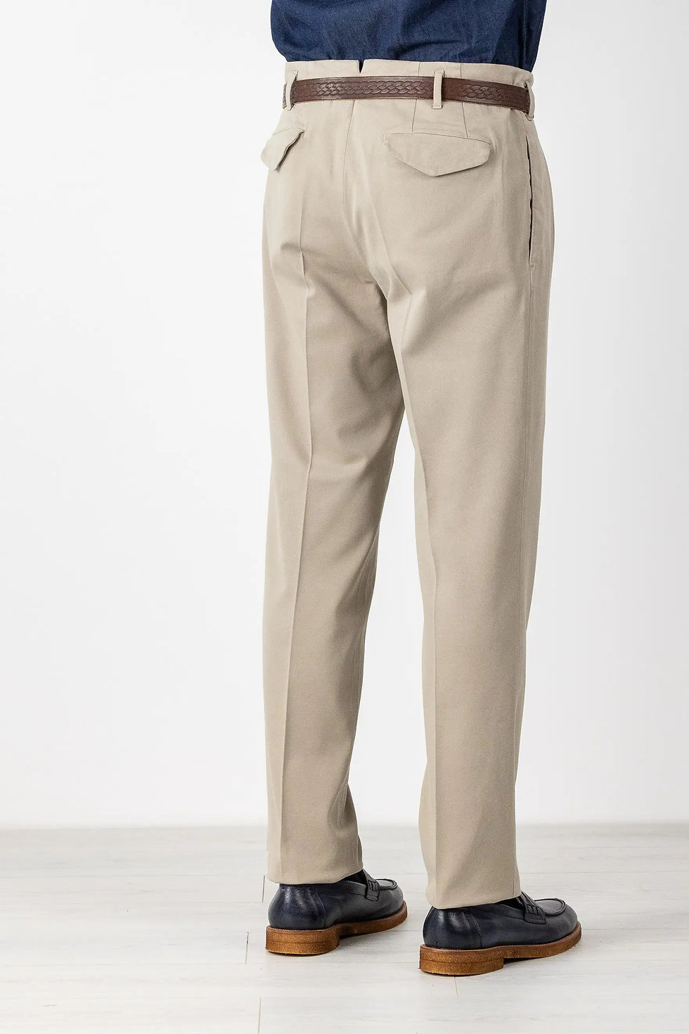 Thumbnail: Autumn Winter Beige Cotton and Modal Chino Trousers