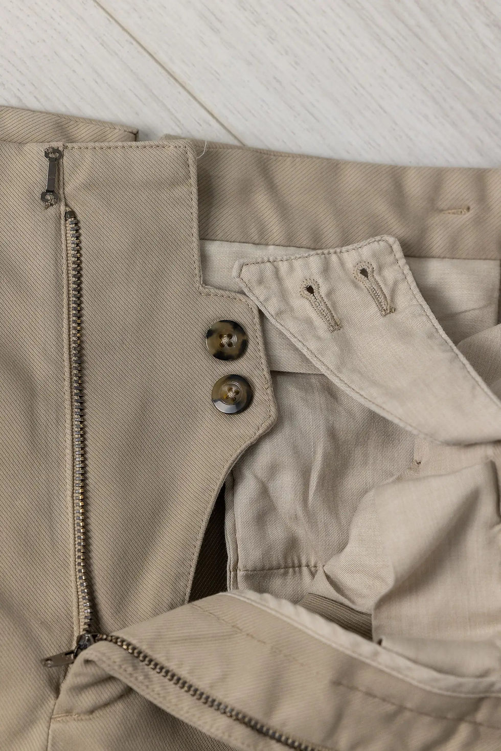 Thumbnail: Autumn Winter Beige Cotton and Modal Chino Trousers