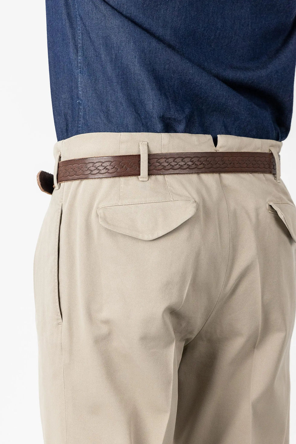 Thumbnail: Autumn Winter Beige Cotton and Modal Chino Trousers