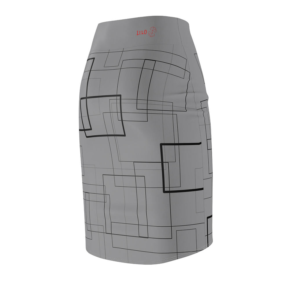 Thumbnail: Women's Pencil Skirt - Medium Grey and Black