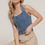 Thumbnail: Button Down Stretch Denim Halter Top