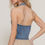 Thumbnail: Button Down Stretch Denim Halter Top