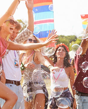 Friends Dancing in Bubbles