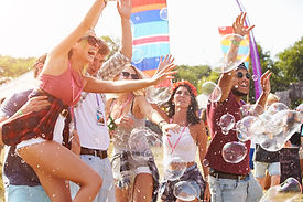 Friends Dancing in Bubbles