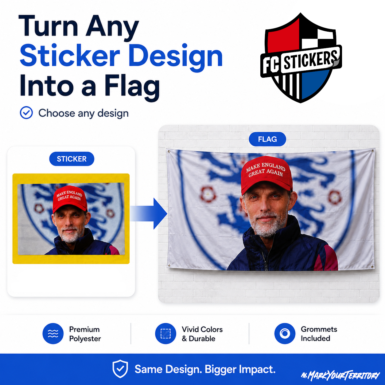 Printed Polyester Flag - Choose Any FC Stickers Design