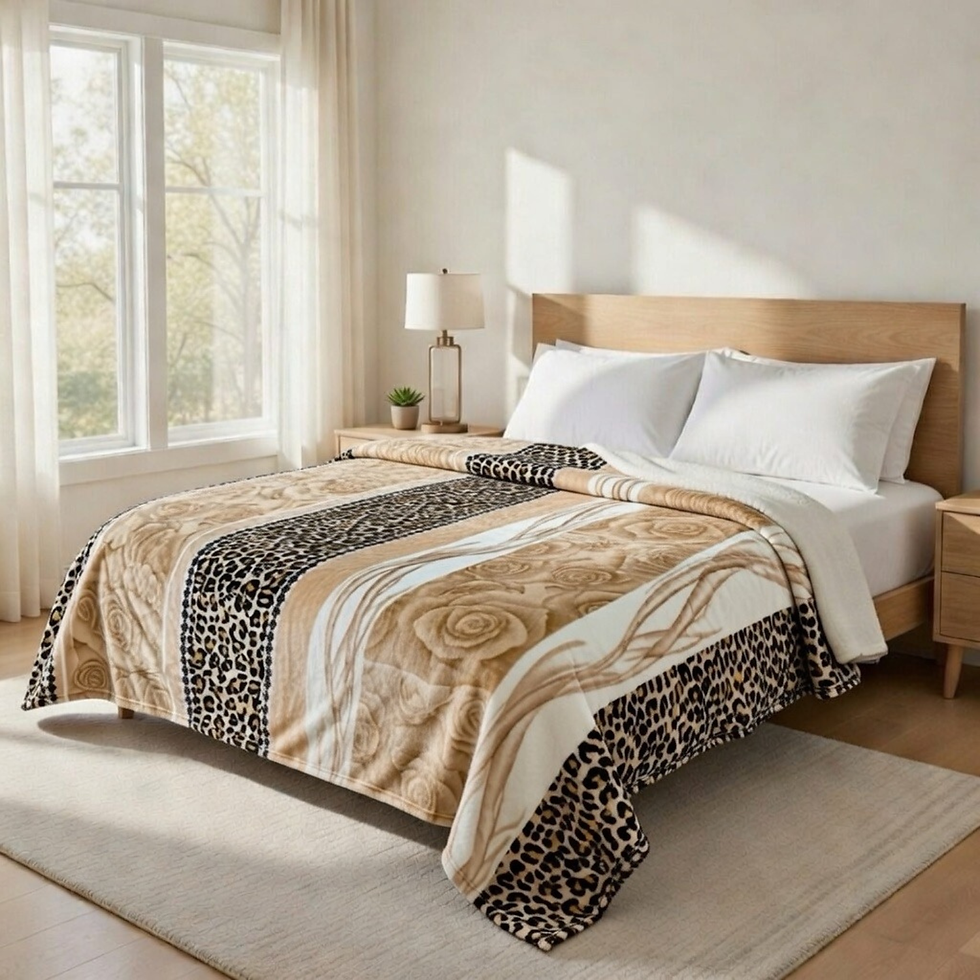 Thumbnail: Sherpa Fleece Leopard Print Blanket, Queen Size