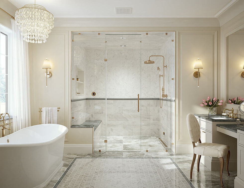 Luxury bathroom with Mr Steam shower unit installed by Magic Plumbing in Austin.