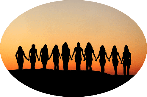 Women-joining-hands-sunset