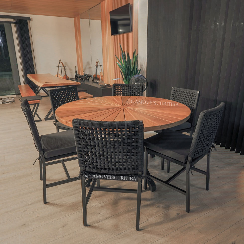 Mesa e cadeira em alumínio e corda náutica para área externa, varanda, sacada e área gourmet.
Móveis para área externa