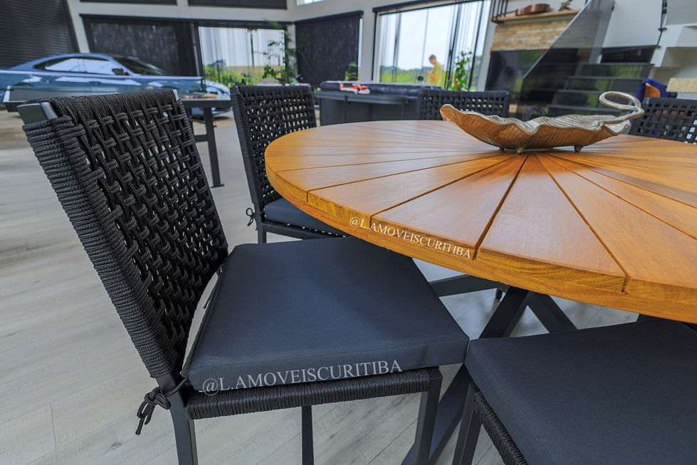 Mesa e cadeira em alumínio e corda náutica para área externa, varanda, sacada e área gourmet.
Móveis para área externa