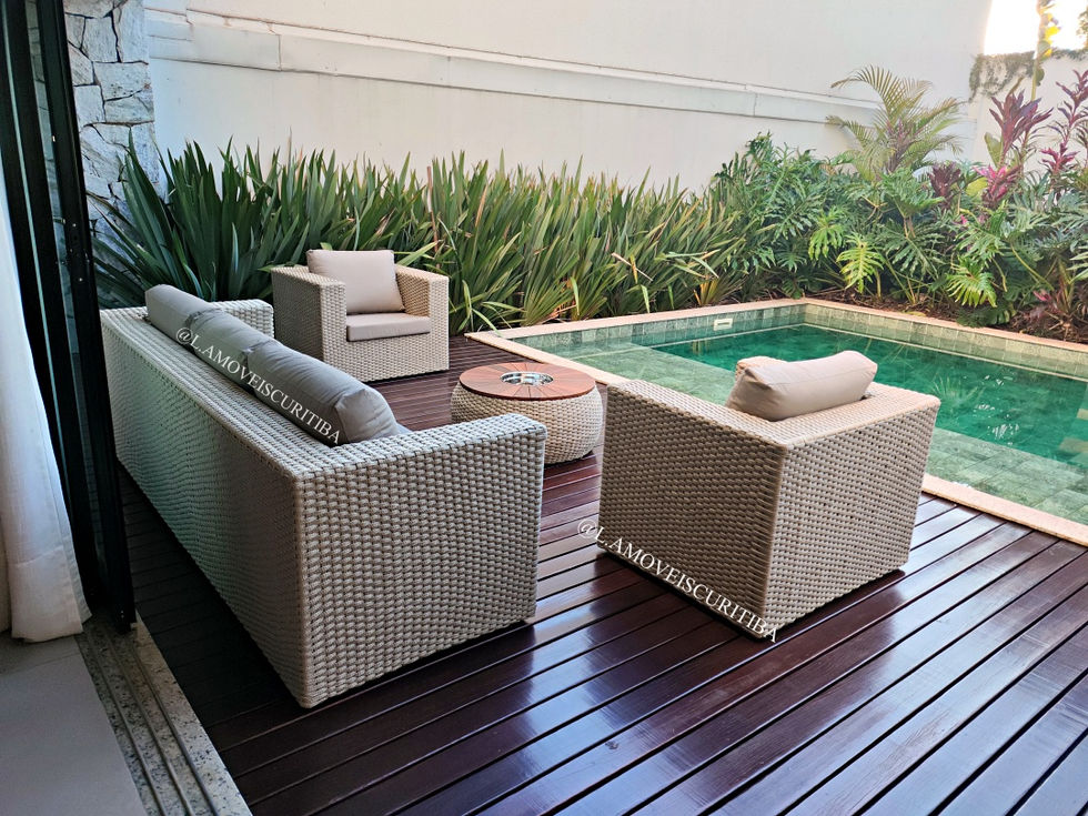 Conjunto Sofa e poltrona em alumínio e corda náutica varanda, área de piscina, sacada e área externa.

móveis para área externa