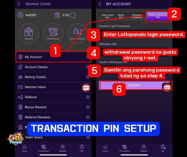 Withdraw PIN setup step