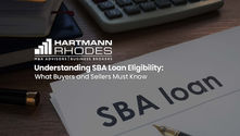 Calculator and pen on desk with text: "Understanding SBA Loan Eligibility: What Buyers and Sellers Must Know", alongside "SBA loan" document.