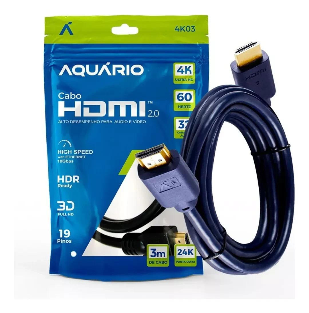 Cabo HDMI 2.0 4k 3 Metros