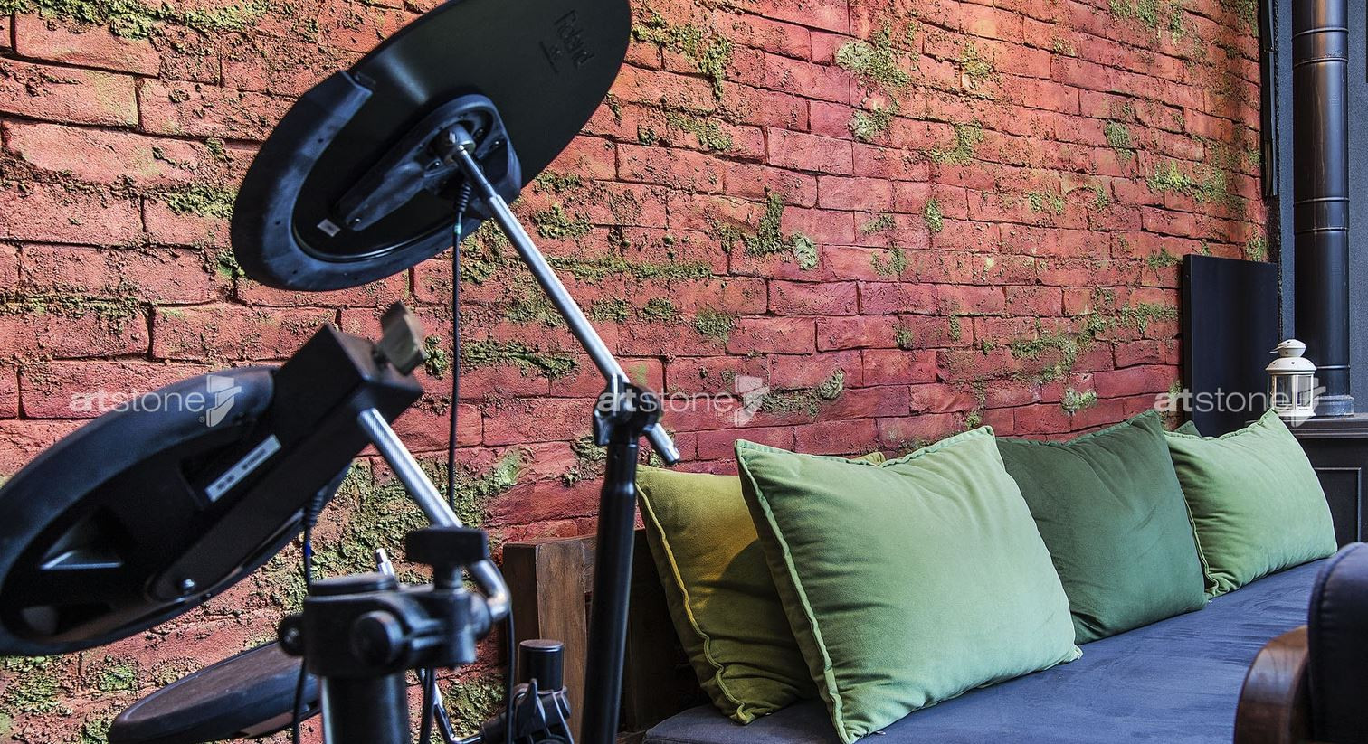 3D Kunststoff Wandpaneele | Ziegel - Moos Optik