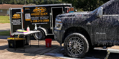 Hydro Slick Detailing mobile detailing trailer and equipment setup