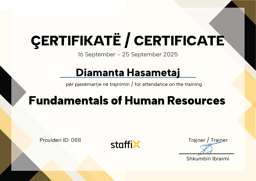 Fortesa Shala Fundamentals of HR Certificate