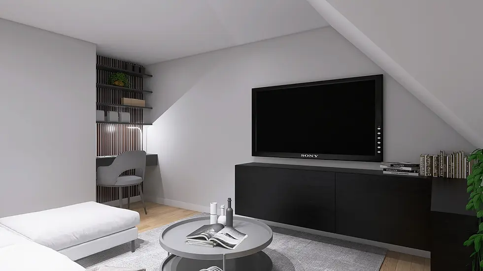 Wohnzimmer Nische mit Fernseher