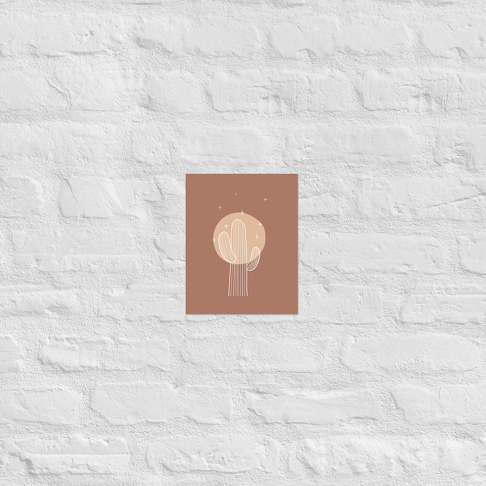 Thumbnail: Boho Minimalist Cactus & Moon Poster | Desert Line Art | Aesthetic Home Decor
