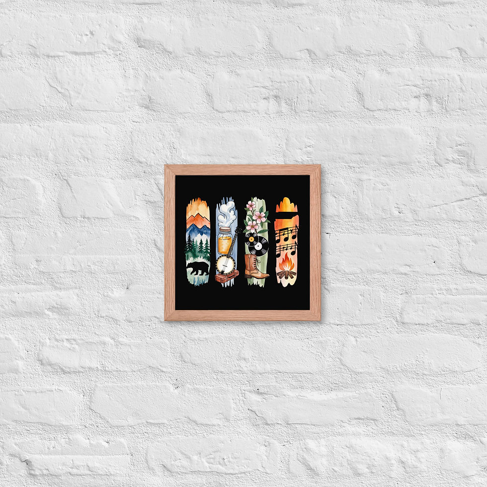 Thumbnail: Tennessee Vibes - Music, Mountains & Southern Charm Framed Poster