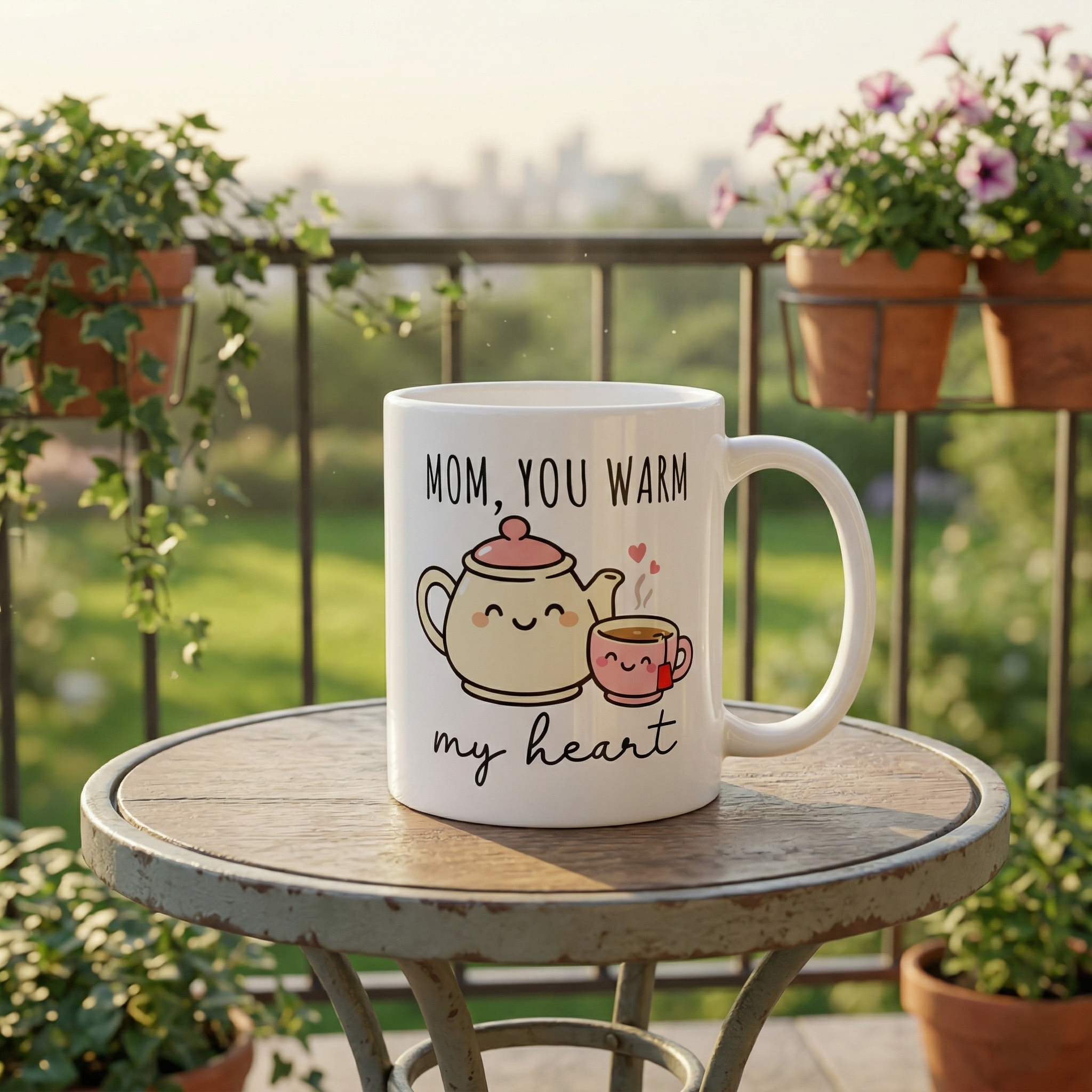 Mom You Warm My Heart Mug | Kawaii Teapot Coffee Cup | Cute Mother's Day Gift
