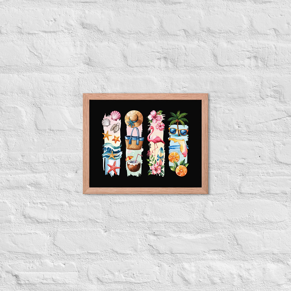 Thumbnail: Florida - Sunshine State, Beach, Palm Trees & Ocean Framed Poster