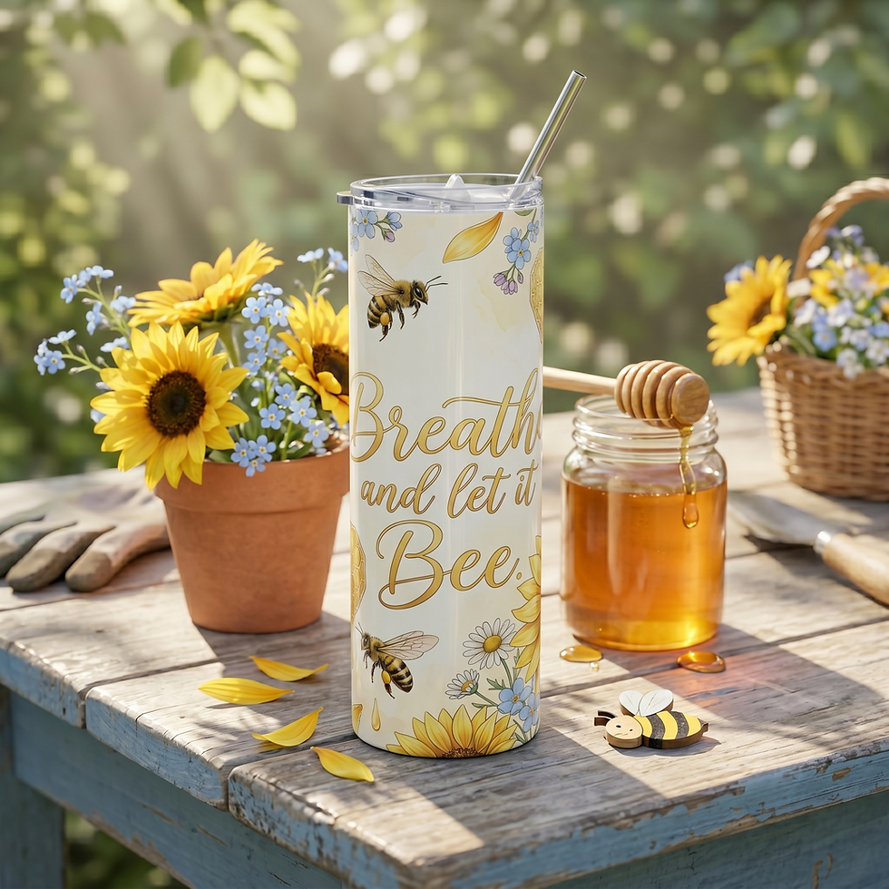 Breathe Let It Bee Tumbler | Floral Sunflower Positive Affirmation
