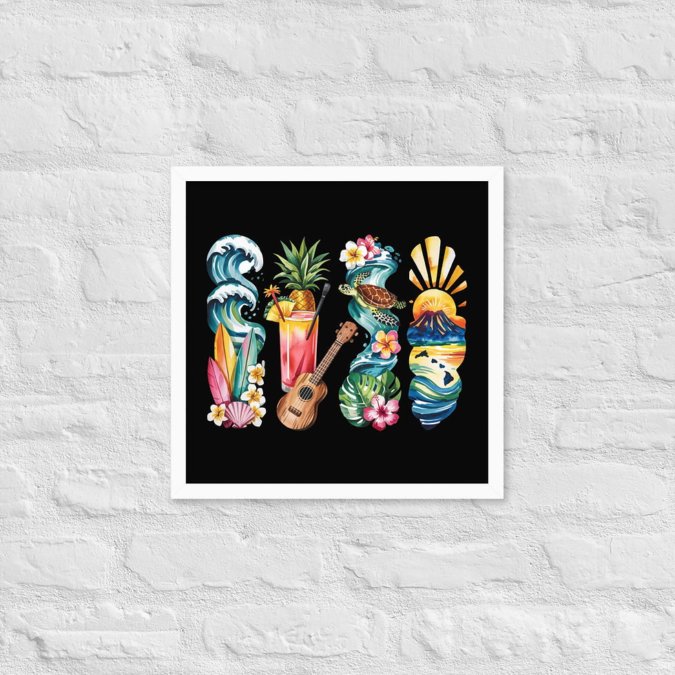 Thumbnail: Hawaii Islands - Beach, Corals, Culture & Natural Beauty Framed Poster