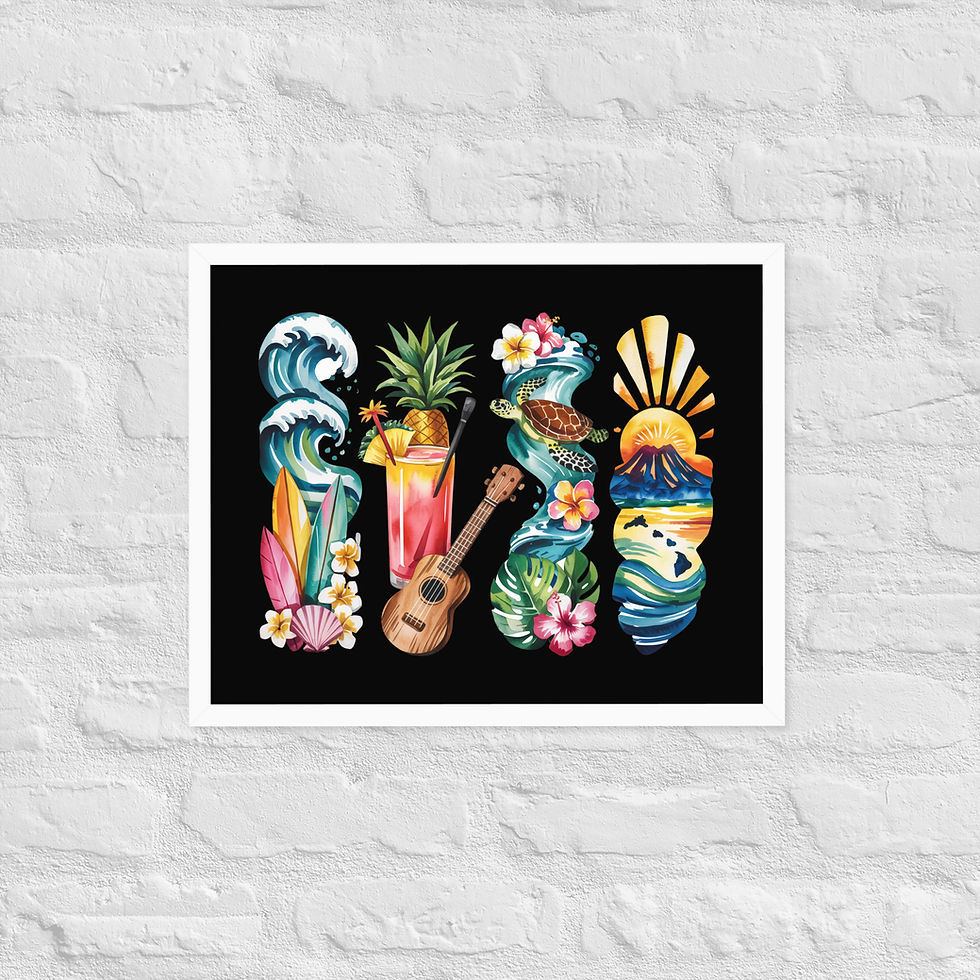 Thumbnail: Hawaii Islands - Beach, Corals, Culture & Natural Beauty Framed Poster