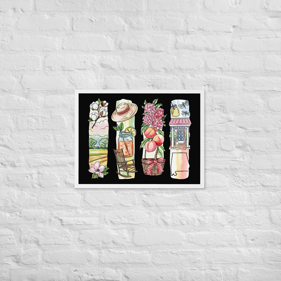 Alabama State Pride - Southern Farm Life Brushstroke Framed Poster